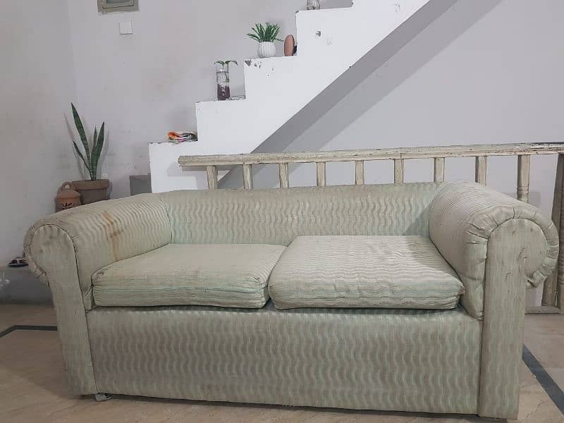 2 seater spring sofa green striped design very affordable 0