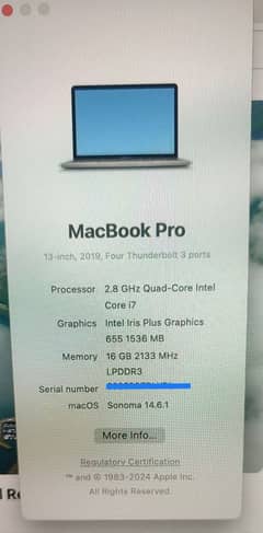 MacBook Pro 2019 ci7 13" / for / sale