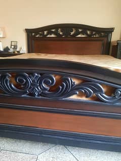 durable pure wooden double bed set