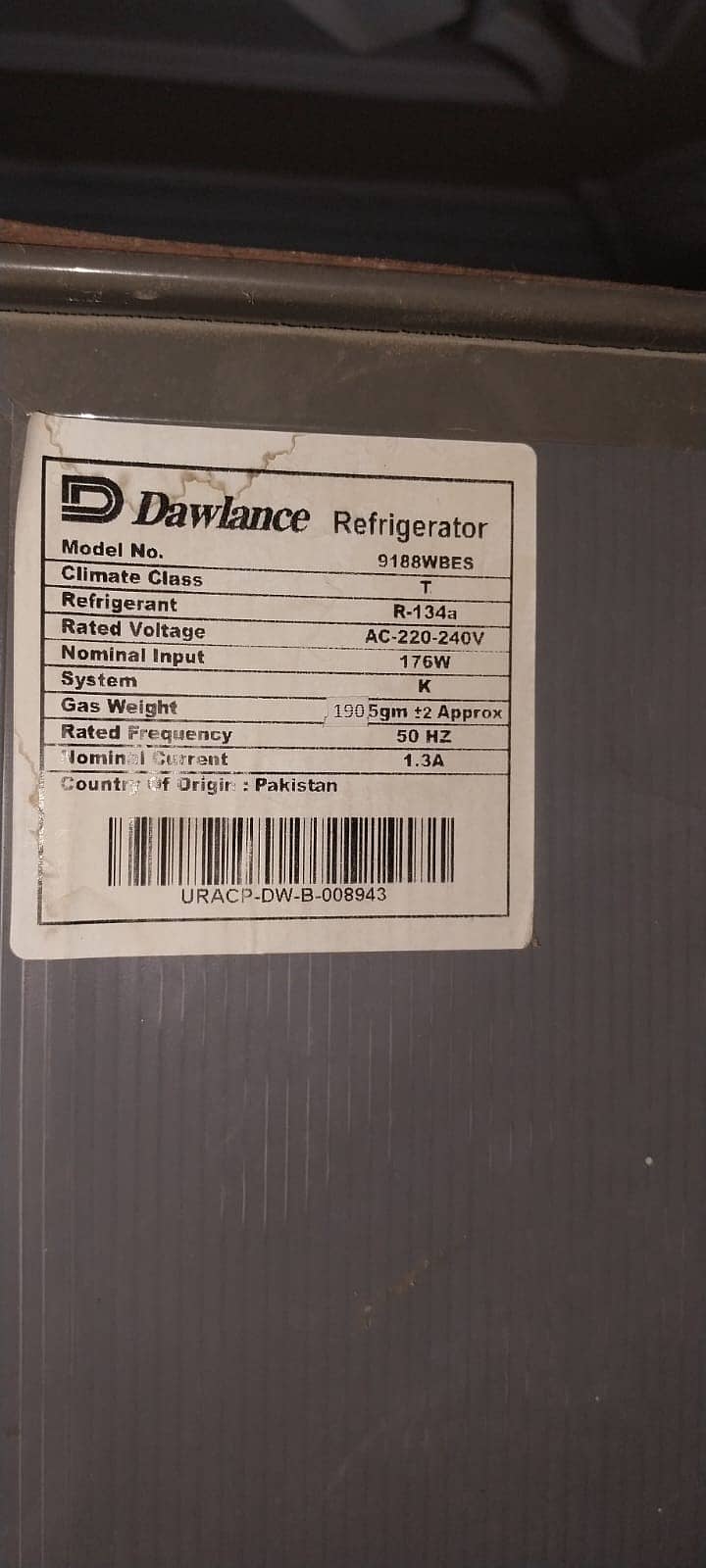 DAWLANCE USED FRIDGE 0