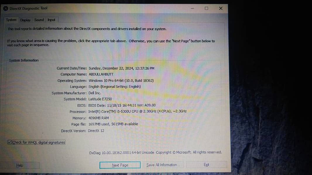 LAPTOP DELL i5 5 GB RAM 256 GB GB SSD 5