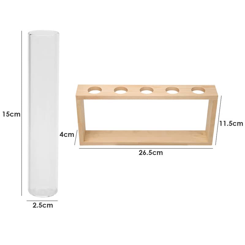 Wooden Propagation Station with Glass Test Tubes – Hydroponic Plant H 4