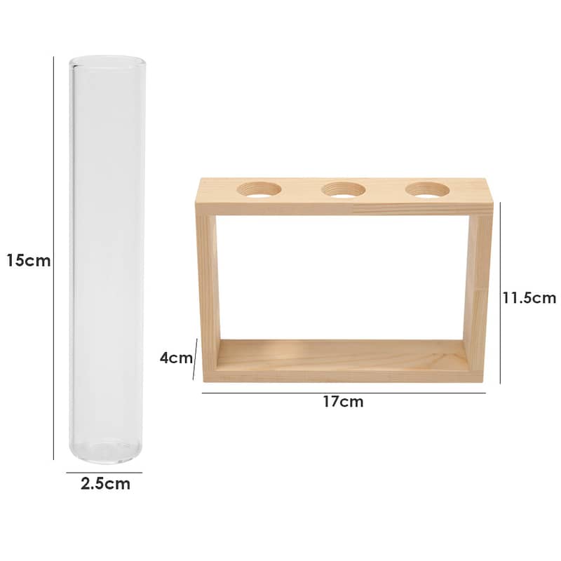 Desktop Glass Plant Propagation Station with 5 Test Tubes in Wooden St 2