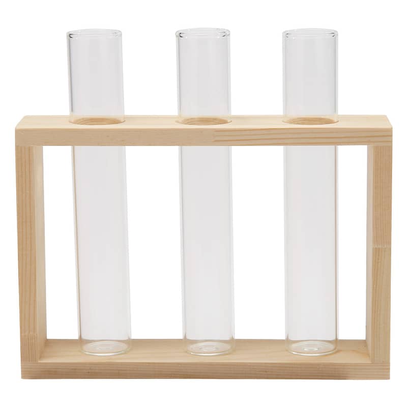 Desktop Glass Plant Propagation Station with 5 Test Tubes in Wooden St 4