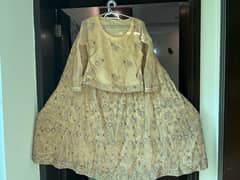 Party Dress/Formal/ Golden Bridal Lehenga with Handcrafted Embroider