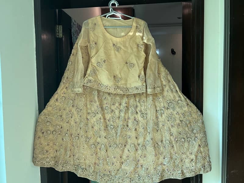 Party Dress/Formal/ Golden Bridal Lehenga with Handcrafted Embroider 0