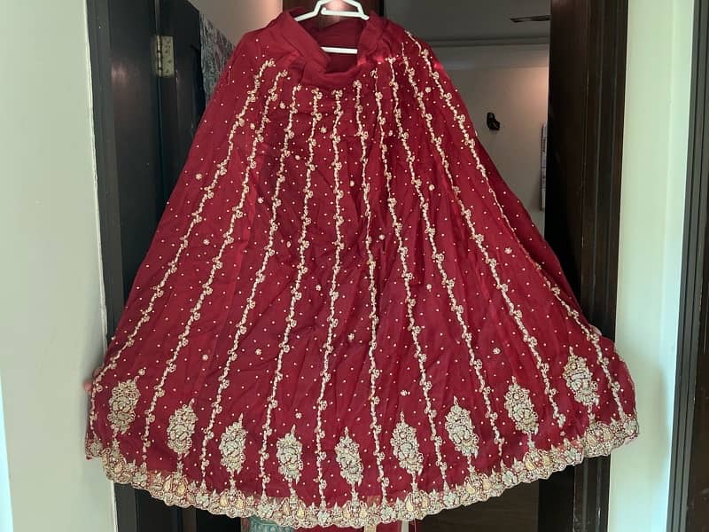 Party Dress/Red bridal lehnga/Party Lehenga with Golden Embroidery 3