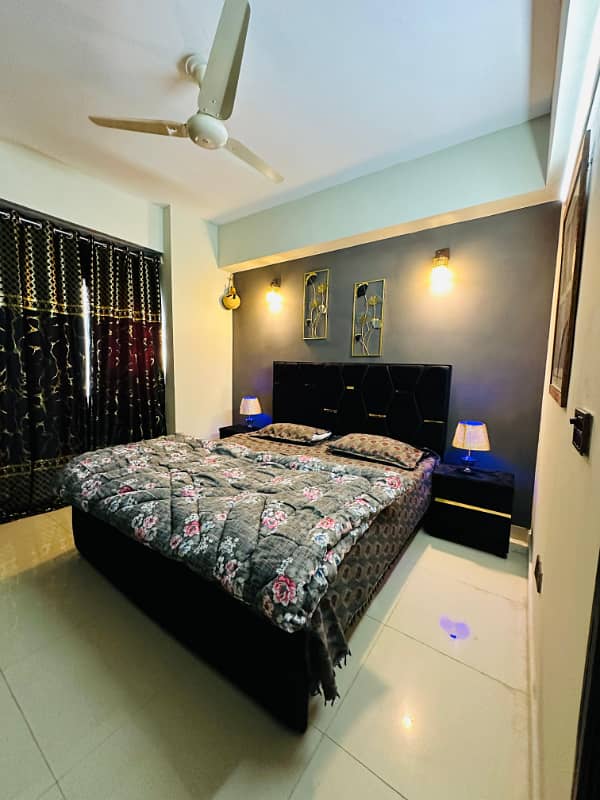 One bed luxury furnished apartment available for rent in gulberg greens islamabad. 0