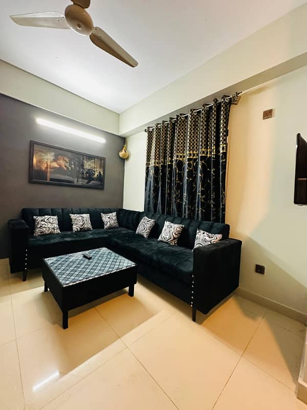 One bed luxury furnished apartment available for rent in gulberg greens islamabad. 1