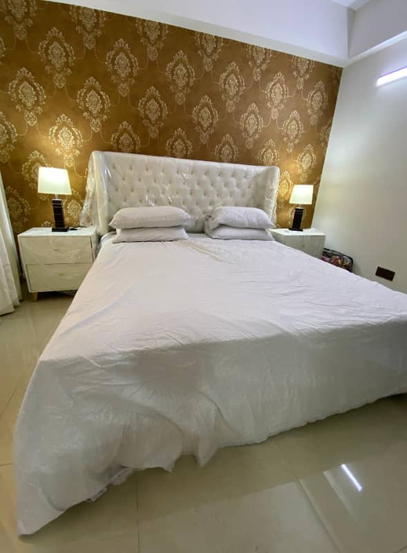 One bed luxury furnished apartment available for rent in gulberg greens islamabad. 8