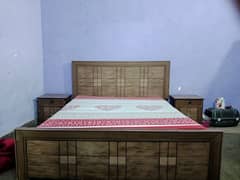 Used Wooden King Size Bed with Side Tables for Sale