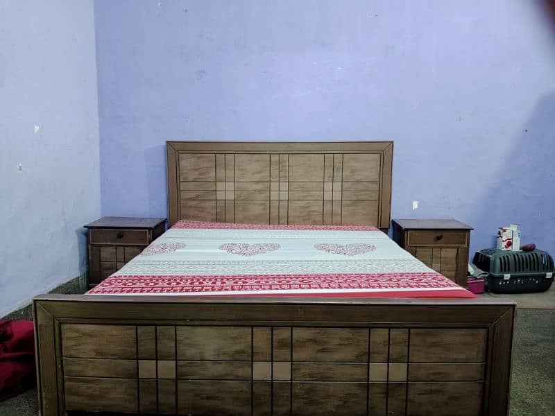 Used Wooden King Size Bed with Side Tables for Sale 0