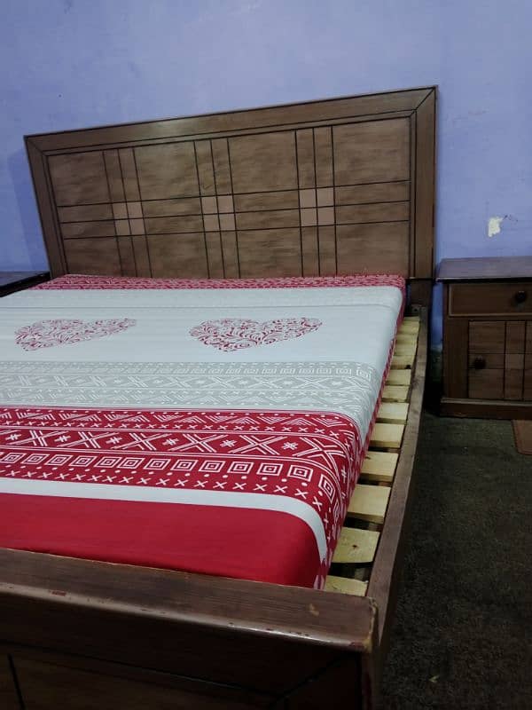 Used Wooden King Size Bed with Side Tables for Sale 1