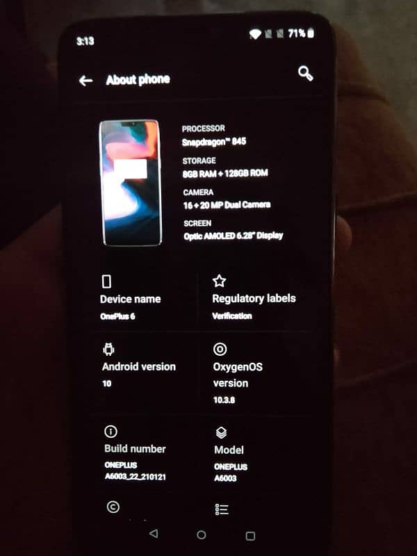 non pta OnePlus 6, 8gb ram 128 gb memory, snapdragon 845 3