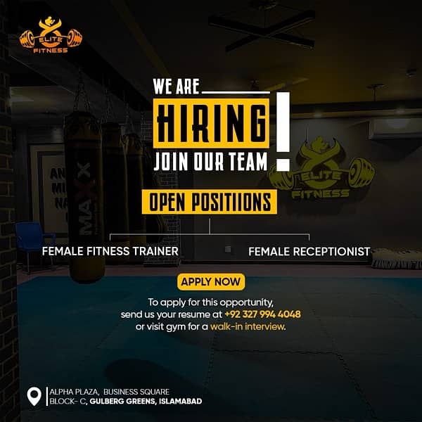 Female Fitness Trainer || Gym Trainer Required 0