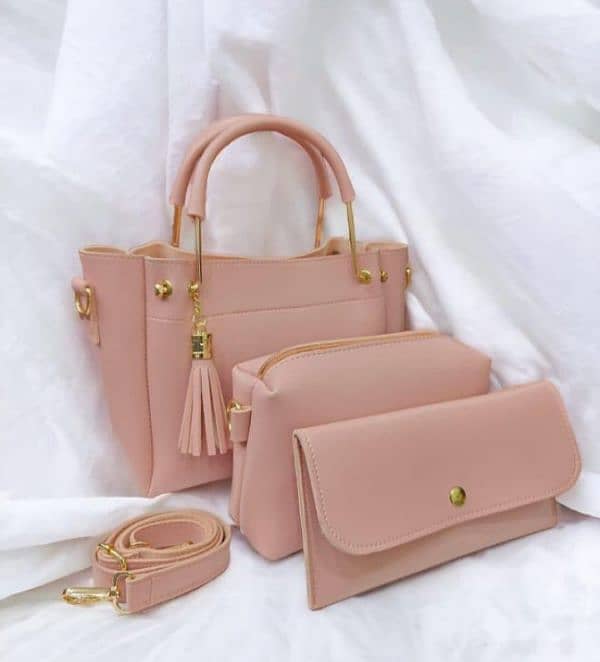 women's leather plain bag set 0