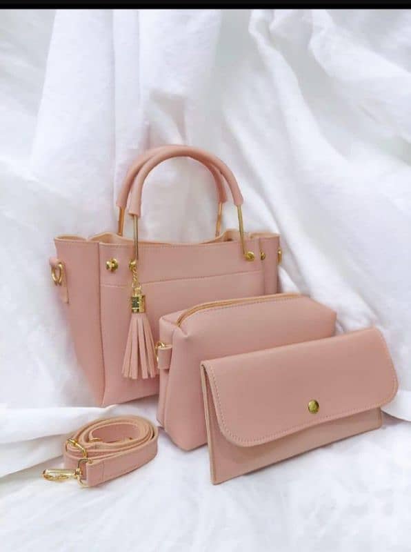 women's leather plain bag set 1