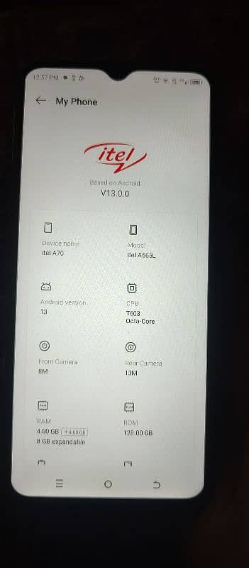 Itel A70 4+4/128 10/10 8month warranty exchange possible 1