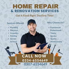 Home Officer Repair - Geyser Installation - Electrician- Best Services