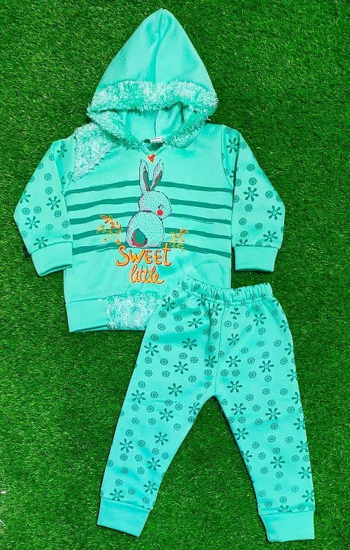 2-pcs Adrobable Gril's Fleece printed Hoodie & Trouser 6