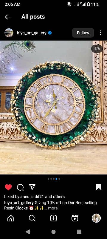 handmade customize resin Luxury wall clock fix price 2