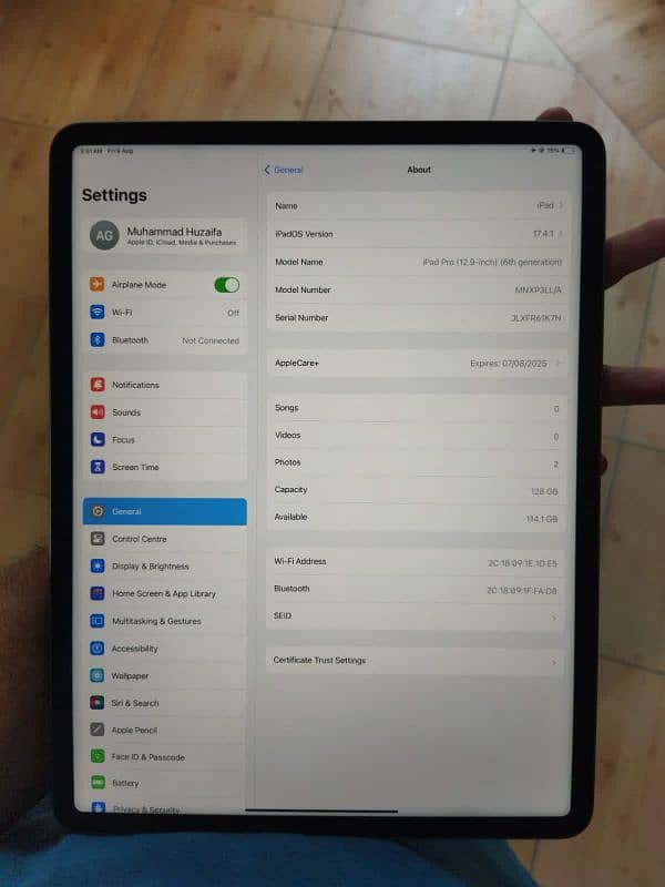 ipad pro M2 2021 Model 03063263814 3