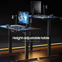 Height adjustable table single motor standing desk carbon fiber textur