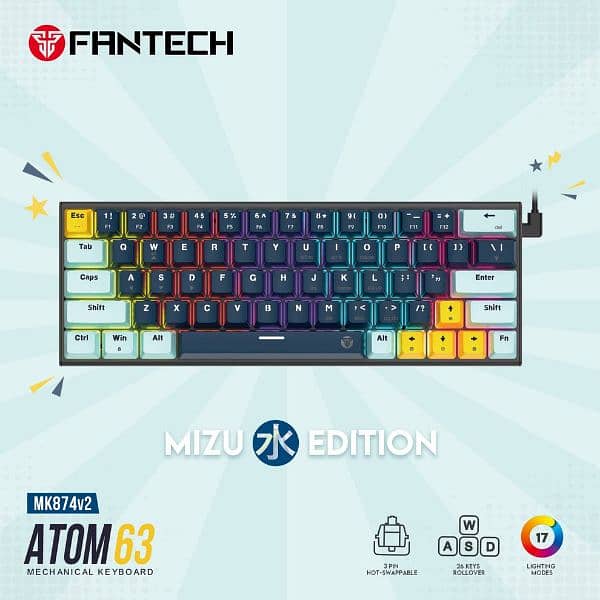 Fantech Atom 63 Wired Mechanical Keyboard - Hot-swappable 0