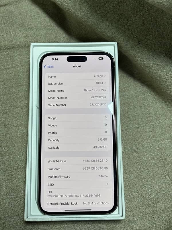 iPhone 15 pro max 512 Gb natural colour factory unlock 86 battey 1