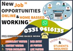 Online Jobs/ Typing job / Assignment Job / Data Entry Job /Online Work