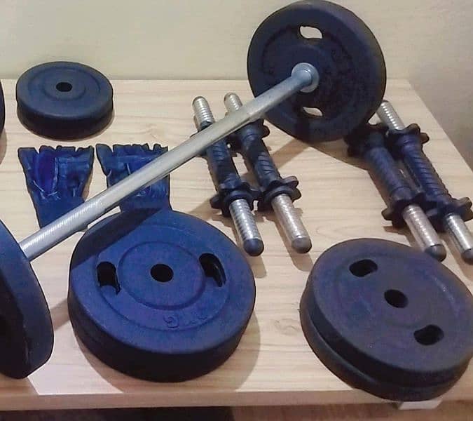 dumbbells and rubber plates with dumbbell rods and bicep rod 5