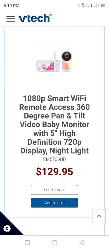 VTech baby monitor camera 8