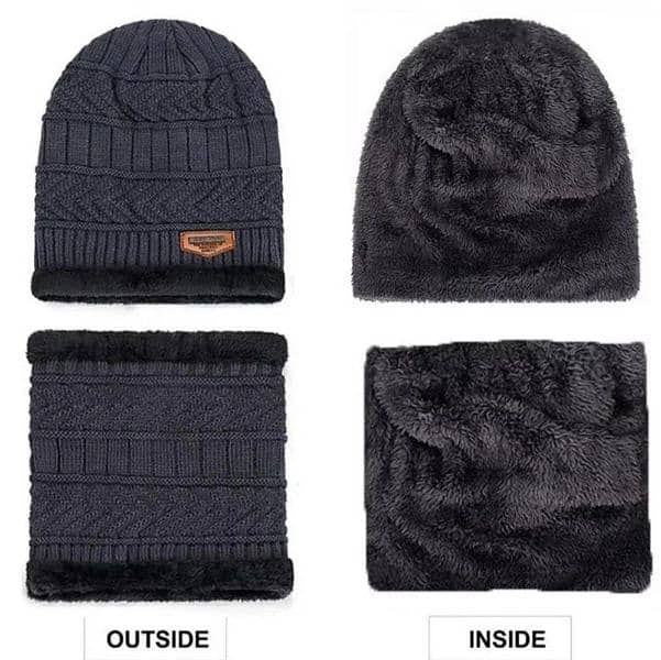 2Pcs wool texture beanie 1