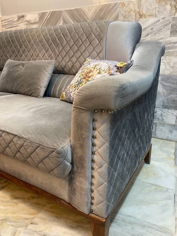 grey 3 seater sofa with cushions 1