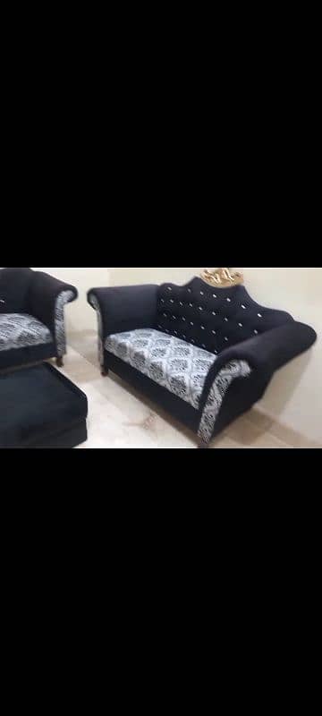 black valvet 7 seater sofa set 5