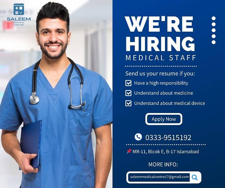 Medical Staff Required at Saleem Medical Centre 0