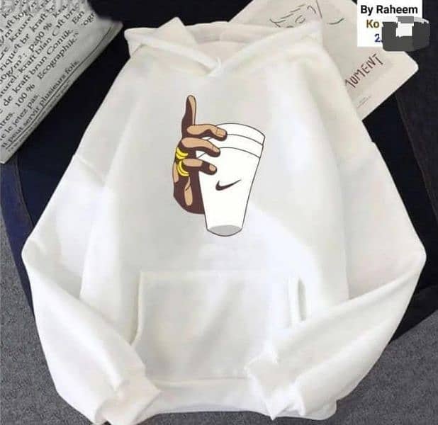 1 pcs  mens cotton white printed hoodie 1