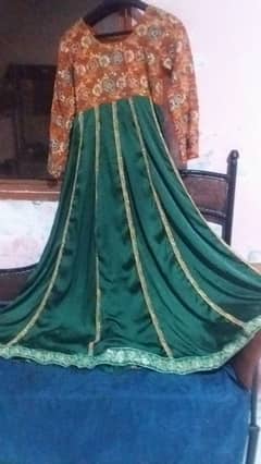 Embroidered silk maxi / full length /handmade work with laces