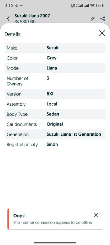 Suzuki Liana Sind no urgent Sale LCD screen back camera, New AC installe, Gray color, Petrol, Just Buy and drive, 03009686318 2