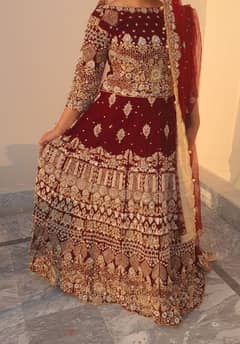 bridal velvet lehenga mehroon color