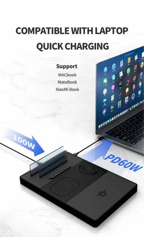 100W super charging station 6-in-1 Wireless Charging Statio 6