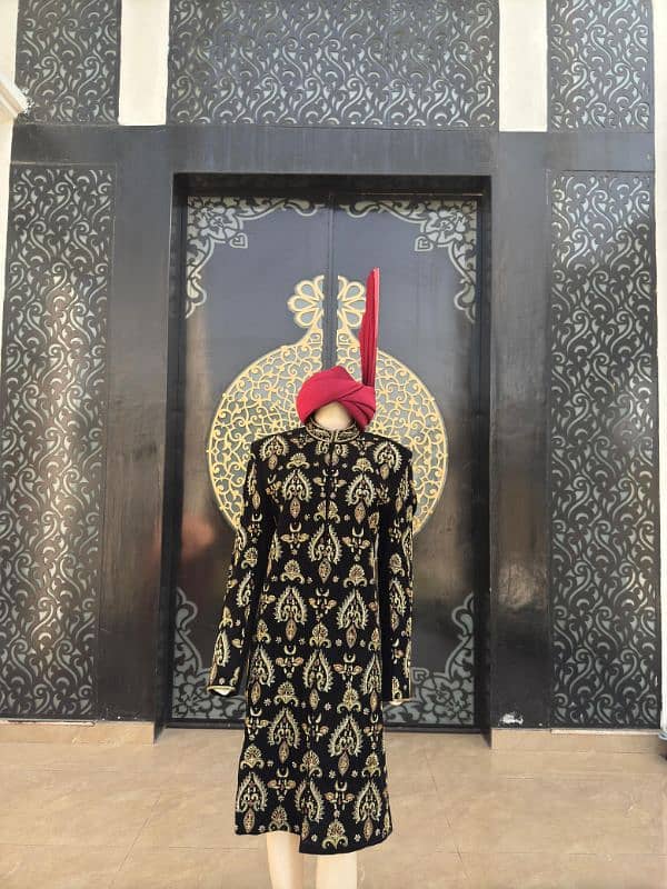 Full handwork black shirwani set is for sale 0