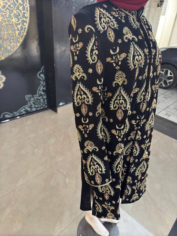 Full handwork black shirwani set is for sale 1