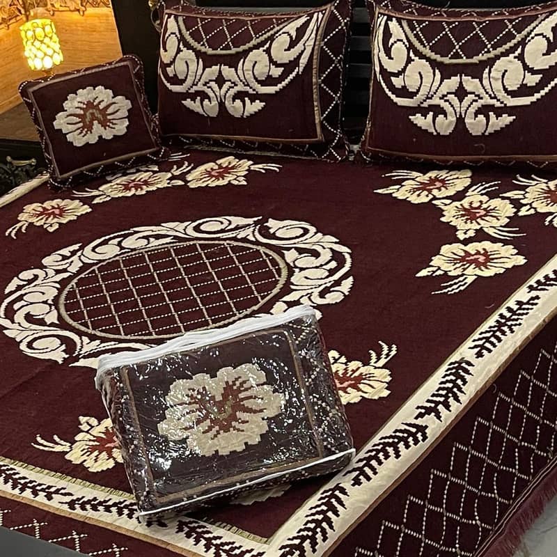 4Pc Velvet Jaquard Bedsheet King Size 4