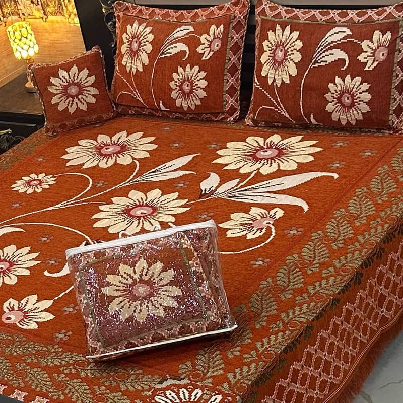 4Pc Velvet Jaquard Bedsheet King Size 7