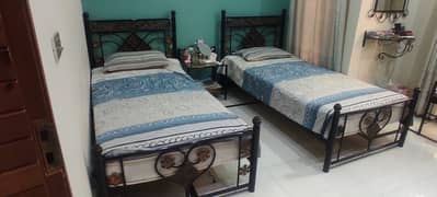 Wrought Iron Single beds set with matress for sale.