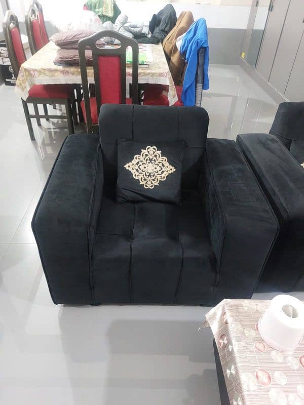 Sofa Set 6 Seater Velvet Black 0