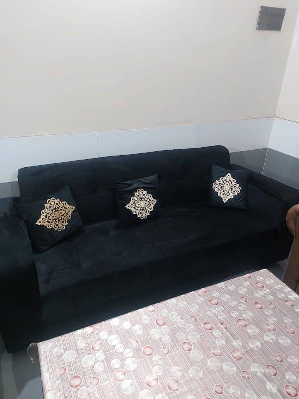 Sofa Set 6 Seater Velvet Black 2