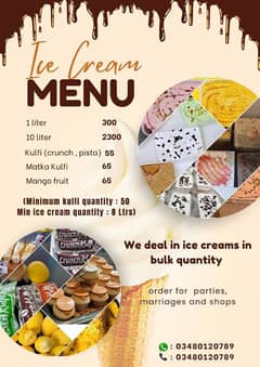 ice creams and kulfi in bulk quantity