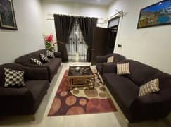 7 seater Sofa set, curtains, center table, center piece